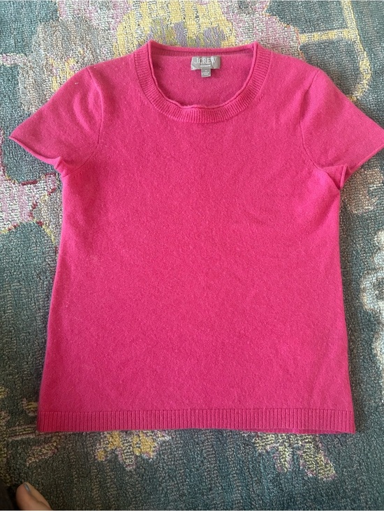 J. Crew Sweaters - J. Crew Short Sleeve Cashmere Crewneck Sweater - Hot Pink